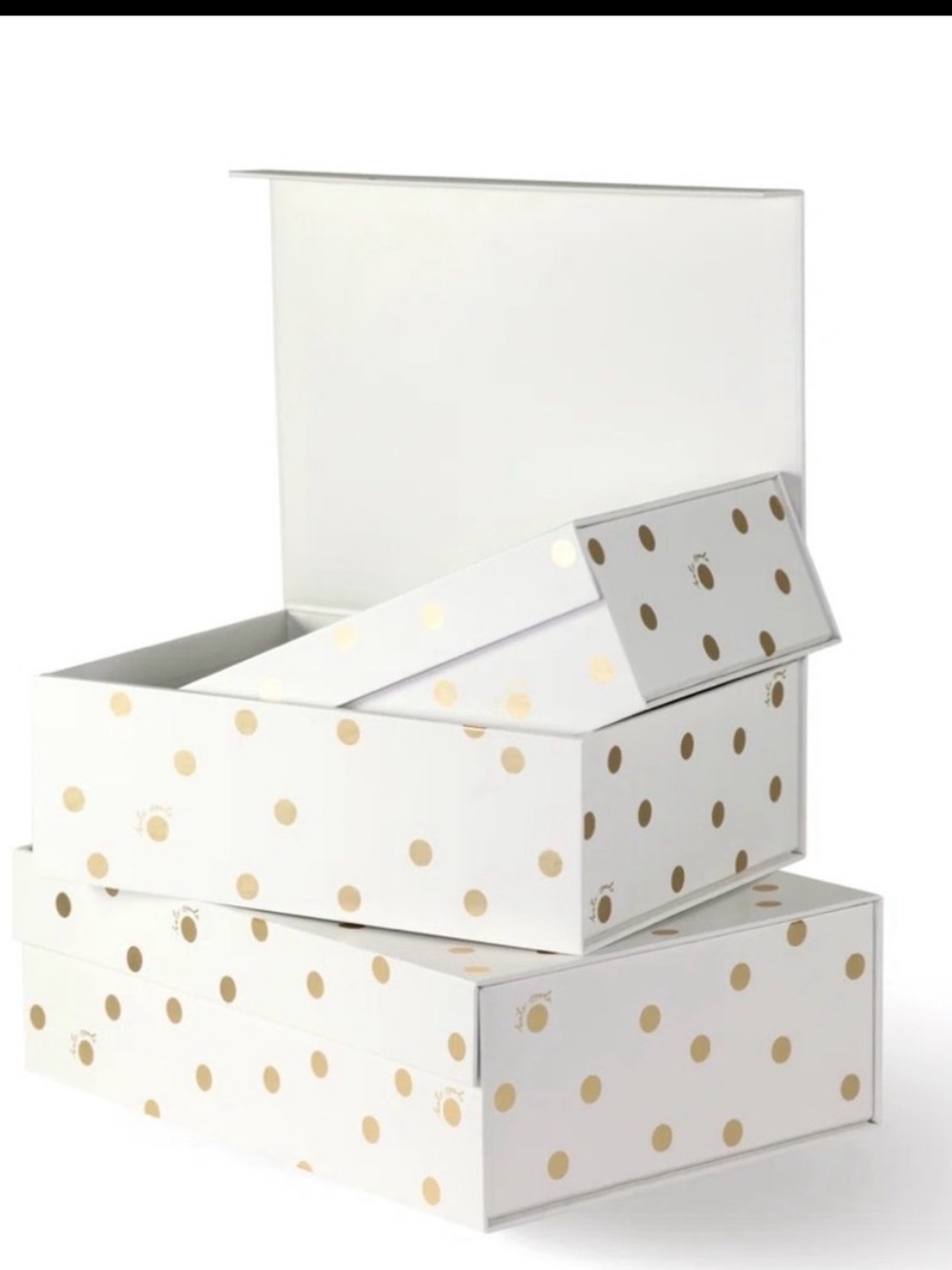 Kate Spade Gold Polka Dot White‎ magnetic Box set of 2 small and medium